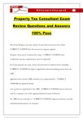Property Tax Consultant Exam Review Questions and Answers 100&percnt; Pass