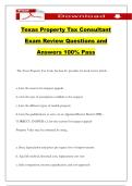 Texas Property Tax Consultant Exam Review Questions and Answers 100&percnt; Pass