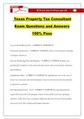 Texas Property Tax Consultant Exam Questions and Answers 100&percnt; Pass