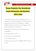 Texas Property Tax Consultant Exam Questions and Answers 100&percnt; Pass