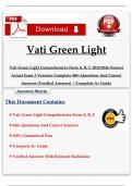 Vati Green Light Comprehensive Form A&comma; B&comma; C 2025&sol;2026 Newest  Actual Exam 3 Versions Complete 440&plus; Questions And Correct  Answers &lpar;Verified Answers&rpar; &vert;&vert;Complete A&plus; Guide 