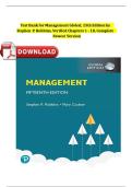 Test Bank for Management Global &lpar;15th Edition by Stephen P&period; Robbins&rpar; &ndash; Verified Chapters 1&ndash;18 &vert; Complete Newest Version Exam Material
