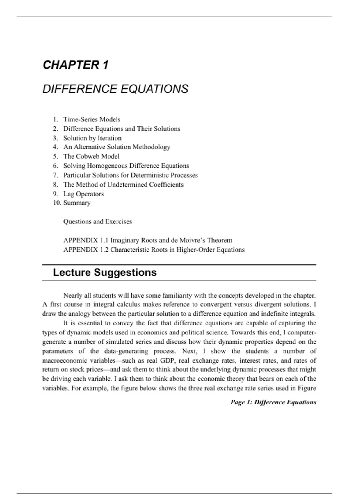 Summary solutions manual, textbook answers: Applied Econometric Time Series - Enders -3e ...