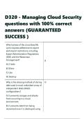 D320 - Managing Cloud Security questions with 100- correct answers &lpar;GUARANTEED SUCCESS &rpar;
