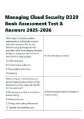 Managing Cloud Security D320 Book Assessment Test & Answers 2025-2026