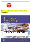 Test Bank for Human Learning 8th Edition Ormrod Chapters 1-16