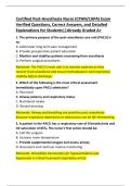 Certified Post-Anesthesia Nurse &lpar;CPAN&sol;CAPA&rpar; Exam  Verified Questions&comma; Correct Answers&comma; and Detailed  Explanations for Students&vert;&vert;Already Graded A&plus;