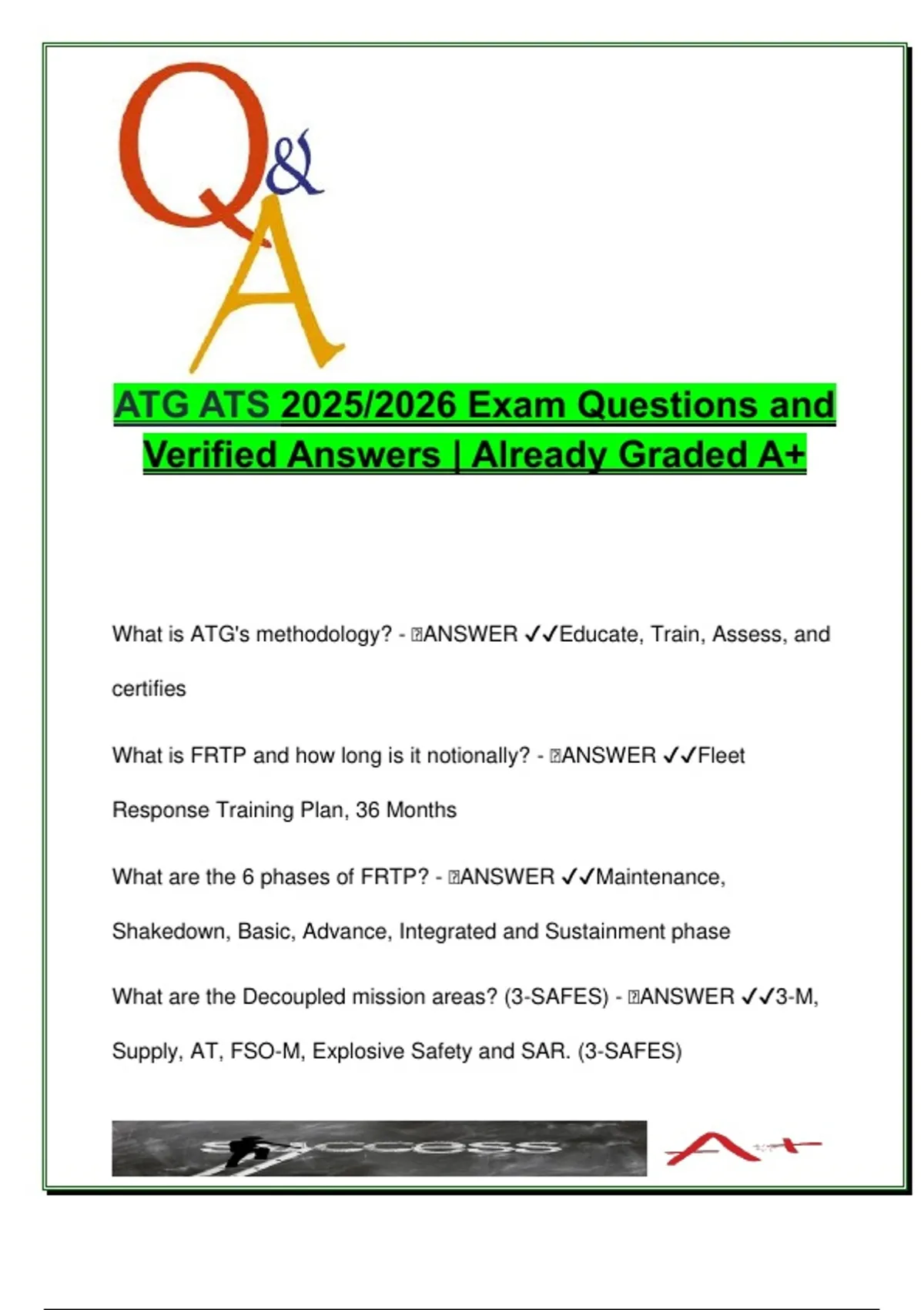 ATG ATS Exam 2025 | 150+ Questions | FRTP, READ-E, PESTONI, ORM ...