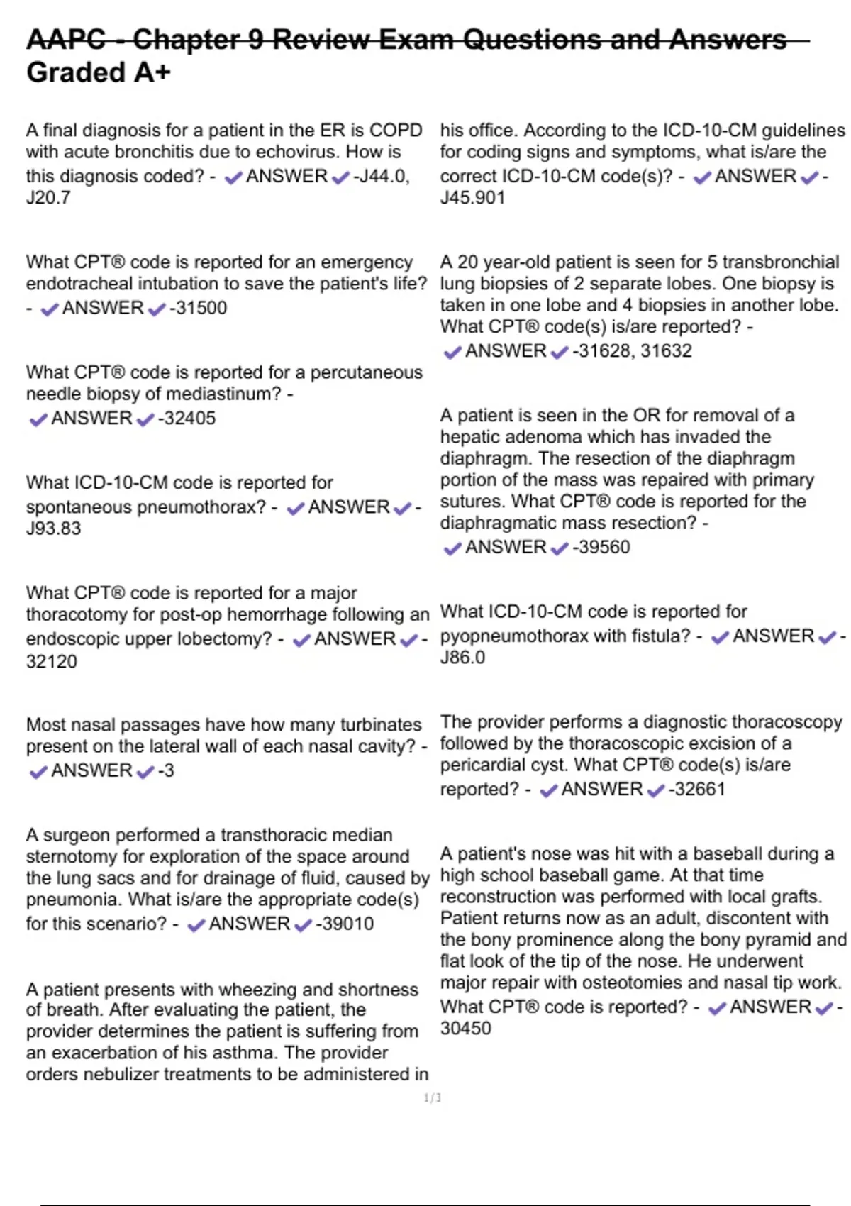 AAPC - Chapter 9 Review Exam Questions and Answers Graded A+ - AAPC ...