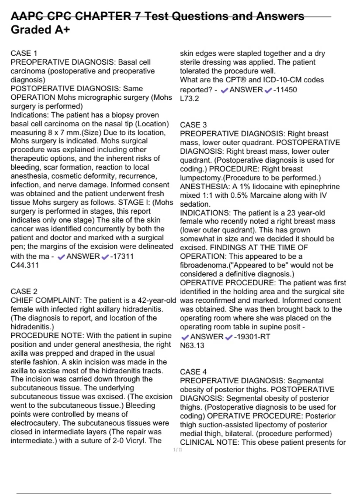 AAPC CPC CHAPTER 7 Test Questions and Answers Graded A+ - AAPC CPC ...