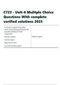 C723 - Unit-6 Mulitple Choice Questions With complete verified solutions 2025&period;