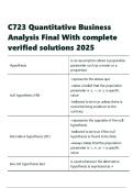 C723 Quantitative Business Analysis Final With complete verified solutions 2025&period;