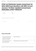 HVAC Air Distribution System Actual Exam for 2024-2025 Exam Questions with 100&percnt; Correct Answers &vert; Verified &vert; Updated &lpar;Actual Exam&rpar; 20252026 LATEST VERSION&excl;&excl;