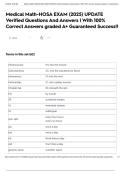 Medical Math-HOSA EXAM &lpar;2025&rpar; UPDATE Verified Questions And Answers &vert; With 100&percnt; Correct Answers graded A&plus; Guaranteed Success&excl;&excl;