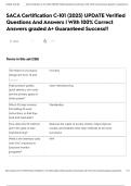 SACA Certification C-101 &lpar;2025&rpar; UPDATE Verified Questions And Answers &vert; With 100&percnt; Correct Answers graded A&plus; Guaranteed Success&excl;&excl;