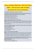 Jersey College MedSurg 1 RN Final Exam  2026 &ndash; Actual Exam with Verified  Questions & Correct Solutions