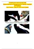 COMPLETE TEST BANK FOR Human Resources Management in Canada&comma; Canadian  &lpar;11th Edition&rpar; Gary Dessler &comma; Nina D&period; Cole Latest Update