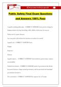 Public Safety Final Exam Questions and Answers 100&percnt; Pass