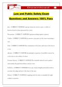 Law and Public Safety Exam Questions and Answers 100&percnt; Pass