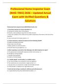 Professional Home Inspector Exam  &lpar;NHIE&ndash;TREC&rpar; 2026 &ndash; Updated Actual  Exam with Verified Questions &  Solutions 