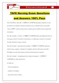 TAFE Nursing Exam Questions and Answers 100&percnt; Pass