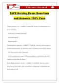 TAFE Nursing Exam Questions and Answers 100&percnt; Pass