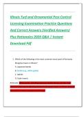 Illinois Turf and Ornamental Pest Control  Licensing Examination Practice Questions  And Correct Answers &lpar;Verified Answers&rpar;  Plus Rationales 2026 Q&A &vert; Instant  Download Pdf