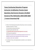 Texas Continuing Education Program  Instructor Certification Practice Exam  Questions And Correct Answers &lpar;Verified  Answers&rpar; Plus Rationales 2025&vert;2026 Q&A  &vert; Instant Download Pdf
