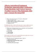 Alberta Agricultural Equipment  Technician Apprenticeship Certification  Exam Questions And Correct Answers  &lpar;Verified Answers&rpar; Plus Rationales 2026  Q&A &vert; Instant Download Pdf