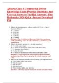Alberta Class 4 Commercial Driver  Knowledge Exam Practice Questions And  Correct Answers &lpar;Verified Answers&rpar; Plus  Rationales 2026 Q&A &vert; Instant Download  Pdf