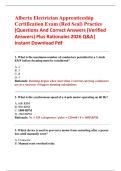 Alberta Electrician Apprenticeship  Certification Exam &lpar;Red Seal&rpar; Practice  &lpar;Questions And Correct Answers &lpar;Verified  Answers&rpar; Plus Rationales 2026 Q&A&vert;  Instant Download Pdf