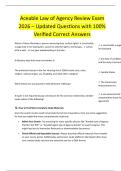 Aceable Law of Agency Review Exam  2026 &ndash; Updated Questions with 100&percnt;  Verified Correct Answers