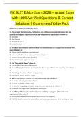 NC BLET Ethics Exam 2026 &ndash; Actual Exam  with 100&percnt; Verified Questions & Correct  Solutions &vert; Guaranteed Value Pack