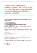 Alberta Plumber Apprenticeship  Certification Exam &lpar;Third Period&rpar; Practice  &lpar;Questions And Correct Answers &lpar;Verified  Answers&rpar; Plus Rationales 2026 Q&A&vert;  Instant Download Pdf