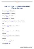 NSC 233 Exam 1 Drugs Questions and  Correct Answers