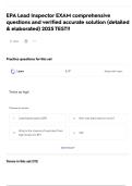 EPA Lead Inspector EXAM comprehensive questions and verified accurate solution &lpar;detailed & elaborated&rpar; 2025 TEST&excl;&excl;