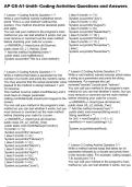 AP CS A1 Unit5- Coding Activities Questions and Answers