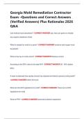 Georgia Mold Remediation Contractor  Exam &ndash;Questions and Correct Answers  &lpar;Verified Answers&rpar; Plus Rationales 2026  Q&A 