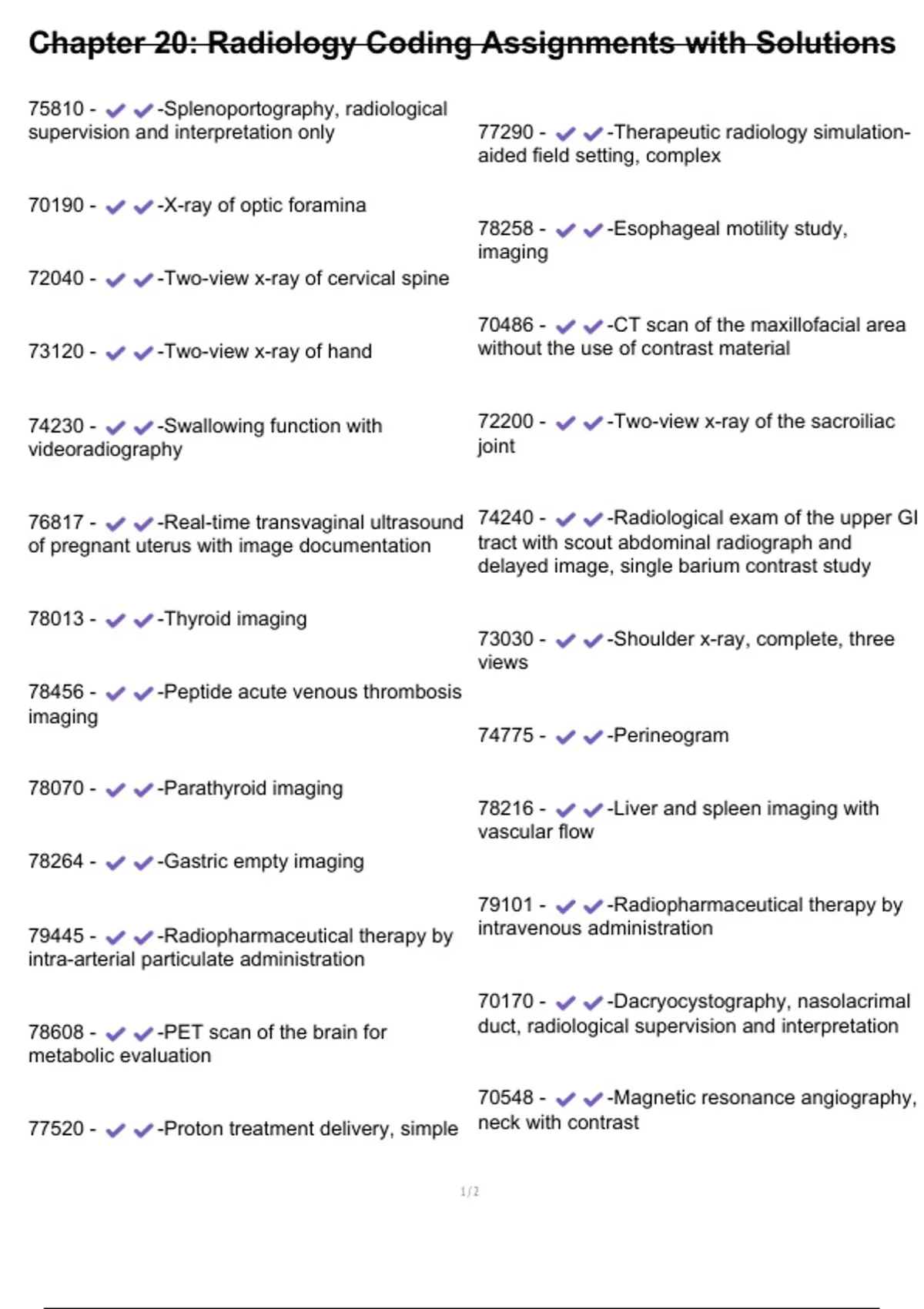 Chapter 20: Radiology Coding Assignments with Solutions - Chapter 20 ...