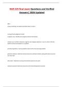 NUR 225 final exam Questions and Verified Answers&vert; 2026 Updated