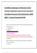 Certified Landscape Technician Exam  Practice Questions And Correct Answers  &lpar;Verified Answers&rpar; Plus Rationales 2026  Q&A &vert; Instant Download Pdf 