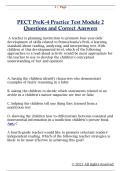 PECT PreK-4 Practice Test Module 2  Questions and Correct Answers 