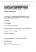 CPP CERTIFIED PAYROLL PROFESSIONAL APA MASTER EXAM PRACTICE PAYROLL MANAGEMENT COURSE REVIEW 2025&sol;2026 &sol;&sol; QUESTION BANK &sol;&sol; VERIFIED QUESTIONS AND ANSWERS GRADED A&plus; &sol;&sol; PAYROLL COMPLIANCE & MANAGEMENT STUDY GUIDE &sol;&sol; GUARANTEED SUCCESS