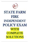 State Farm Fire Independent Policy Exam with Complete Solutions