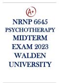 NRNP 6645&colon; Psychotherapy Midterm Exam &lpar;2023 Edition&rpar;