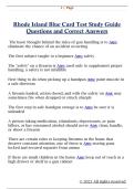 Rhode Island Blue Card Test Study Guide  Questions and Correct Answers 