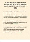 NUR 201 Final exam Medical Surgical Nursing Latest 2026&ndash;2027 100&percnt; Verified Questions & Correct Answers Graded A - WCU