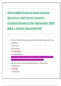 ISA Certified Arborist Exam Practice  Questions And Correct Answers  &lpar;Verified Answers&rpar; Plus Rationales 2026  Q&A &vert; Instant Download Pdf