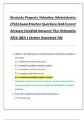 Compilation Bundle for Kentucky Property Valuation Administrator &lpar;PVA&rpar; Exams Practice Questions And Correct Answers &lpar;Verified Answers&rpar; Plus Rationales 2026 Q&A &vert; Instant Download Pdf