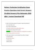 Pattern Technician Certification Exam  Practice Questions And Correct Answers  &lpar;Verified Answers&rpar; Plus Rationales 2026  Q&A &vert; Instant Download Pdf 